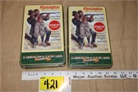 2- Remington .22 ammo & playing cards in tins