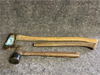 Lot of Collins Boy's Axe, Maul & Extra Handle