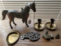 Metal Horse Statue & Brass Collectibles