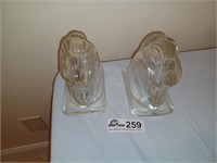 Pair of horse head glass bookends