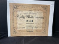 Antique marriage license from 1900