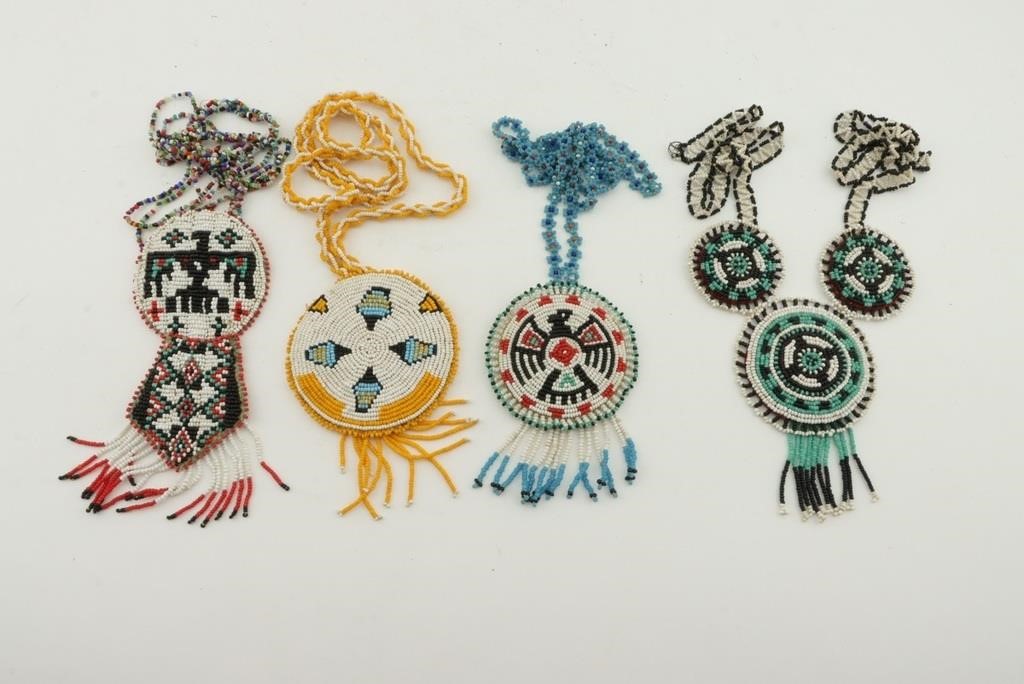 Four Native American Beaded Necklaces