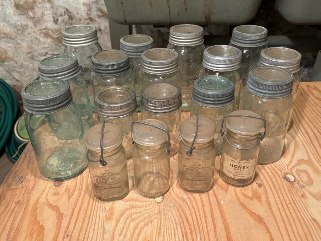 Collection of Vintage Canning Jars w/ Zinc Lids