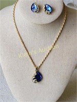 rhinestone peacock necklace , earrings , ring set