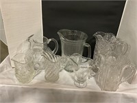 3 large crystal pitchers /4 small crystal pitchers