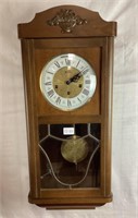 Ornate Vintage Wall Clock With Pendulum And Key