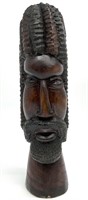 Jamaican Style Carved Wood Man Bust Sculpture