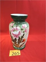 Hand Painted Floral Milk Glass Vase