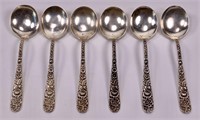 6 - S. Kirk & Sons soup spoons- Repose- 6",