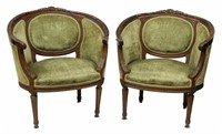 (2) FRENCH LOUIS XVI STYLE FINELY CARVED BERGERES