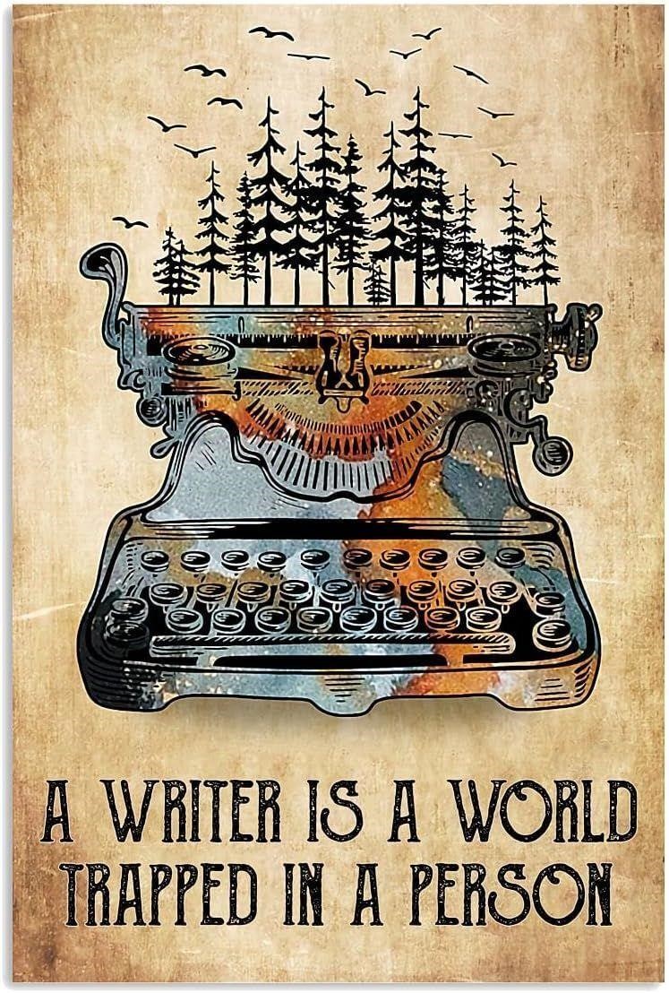 JIUFOTK Typewriter Metal Tin Signs A Writer