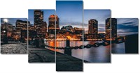 Boston Downtown Skyline Art Canvas (60Wx32H)