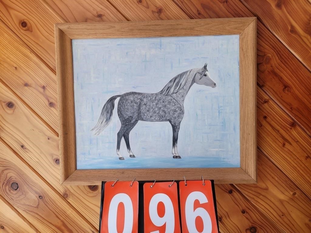 horse art painting unsigned