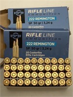 40 Rds. - Rifleline 222 Remington Cartridges