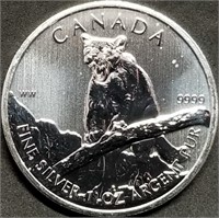 2012 Canada 1oz Silver Wildlife Series Cougar BU
