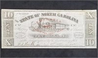 1862 North Carolina $10 Confederate Banknote