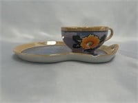 VINTAGE JAPANESE TEA CUP AND SNACK TRAY