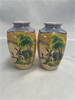 VINTAGE JAPANESE SMALL VASES, 2 PIECE 5 INCHES