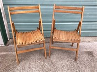 Two Wood Folding Chairs