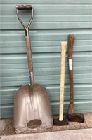 Scoop Shovel, Axe & Sledge Hammer