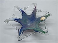 Murano Blue & Green Art Glass Bowl from Italy