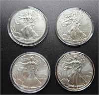 4 Silver American Eagle dollars: 2011, 13, 14, 15