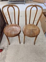 2 Older Wooden Bentwood -Parlor Style Chairs