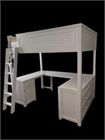 White Pottery Barn Loft Bed w/Desk