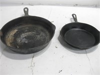 Two Cast Iron Skillets Shown Largest 10" Diameter