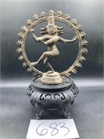 Vintage Metal Siamese goddess, Wood Stand