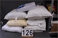 6 White Pillows includes Green Tote