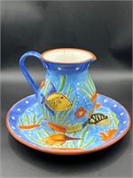 Tropical fish pitcher & plate