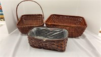 Three wicker baskets