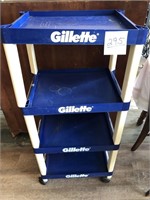Plastic Gillette shelves on wheels
