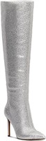 Silver Rhinestone Tall Over-The-Knee Boots, size 5