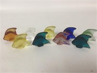 Set of 9 Lalique Colored Fish, 9 X MONEY