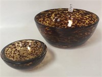 Amber Brown Glass Bowls - 6" & 11"