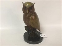 Brass Owl Sculpture by SPI - 9" Tall