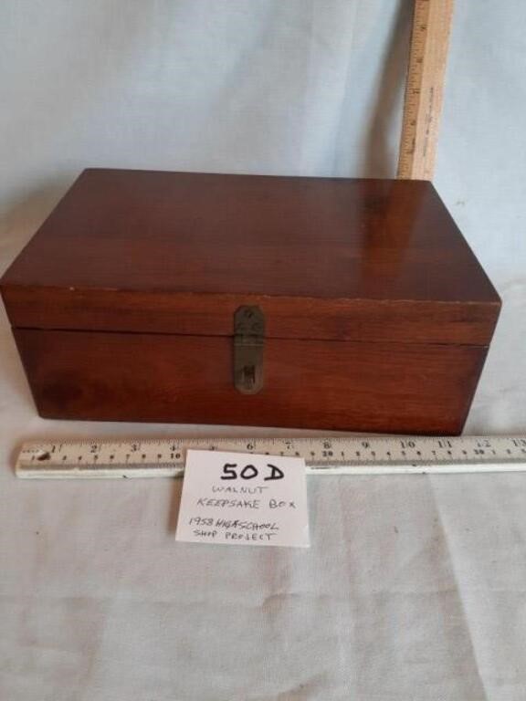 WALNUT KEEPSAKE BOX 1958 H.S. PROJECT