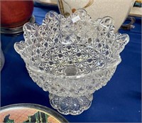 LARGE DAISY AND BUTTON PRESSED GLASS COMPOTE