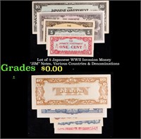 Lot of 5 Japanese WWII Invasion Money "JIM" Notes,