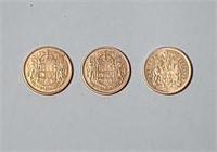 3 Silver 50 cent pieces 1957, 1958, 1959