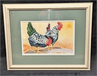 Raquel Blann Original Watercolor On Paper Chickens