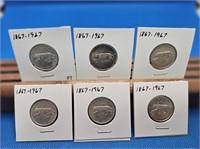 6-1867-1967 25 CENT COINS