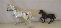 (2) SMALL METAL HORSE FIGURINES