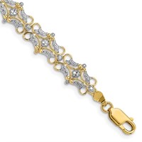 14k- and White Rhodium Diamond-Cut Fancy Bracelet