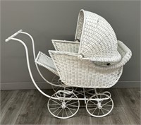 Antique White Wicker Baby Pram