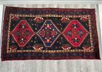 Wool Black, Navy, Red Area Rug