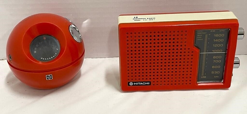 Vintage Panasonic & Hitachi Orange Red Radios