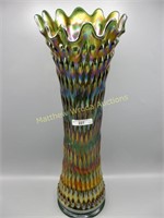 Fenton 21" green Rustic Funeral vase w/ plunger